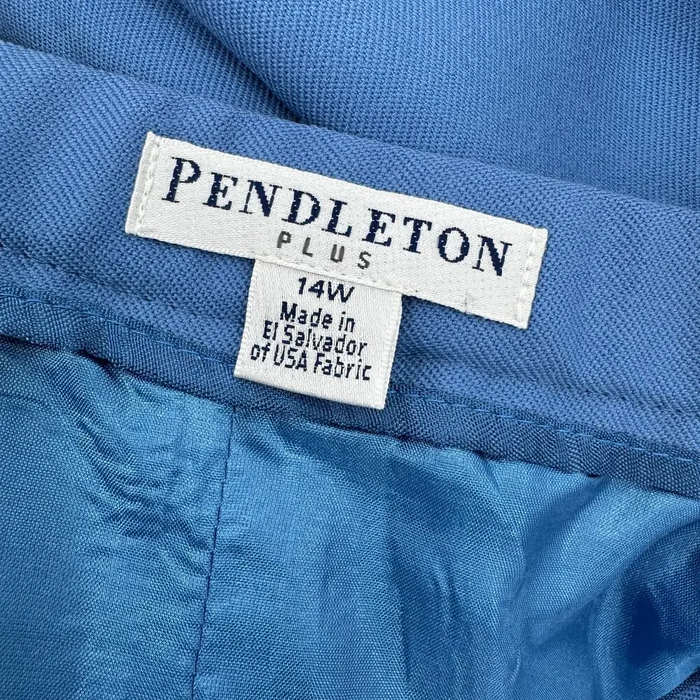 Pendleton Skirt Womens 14W‎ Blue Virgin Wool Lined Classic Midi Vintage Classic